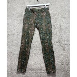 Anthropologie Pants Womens 26 Multi Green Cotton Skinny Leg Mid Rise